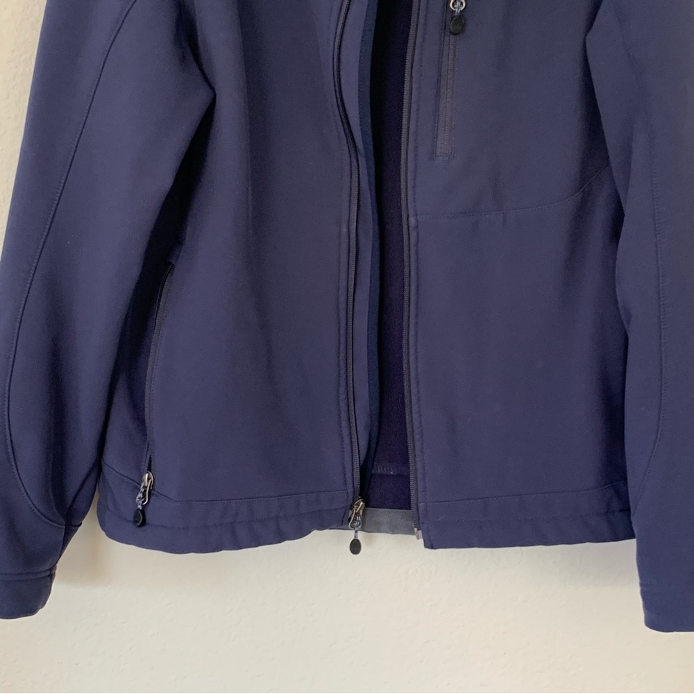Mens LL Bean Windproof Softshell Fleece Lined Jacket Blue Sz Small Pockets Zip - Picture 3 of 12